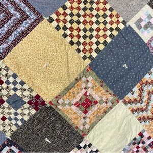 Handmade Vintage Quilt Throw Postage Stamp Patchwork Squares Cottagecore‎ 40x46